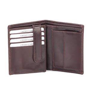 Cartera Abierta de Cuero Genuino Royaa, Tarjetero Pequeño, Estilo Vintage, para Hombre, de Poliéster, con Logotipo Personalizado, Color Marrón DK, con Bloqueo RFID - Product Image 5