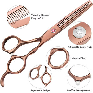 Tijeras de Peluquería de Acero Inoxidable para Hombres y Mujeres, Uso Doméstico, Color Marrón, Juego de Tijeras Profesionales para Cortar el Cabello - Product Image 3