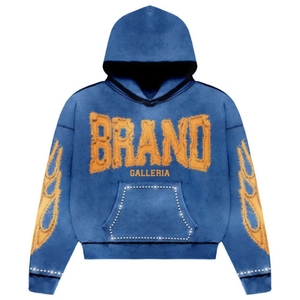 Sudadera con Capucha Negra para Hombre Marca Galleria, Estampado Flock con Logotipo Rosa, Estilo Urbano, Manga Larga, Corte Holgado, Invierno, Casual, Transpirable, Tejido Grueso - Product Image 4