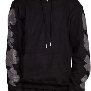 Custom 100% Cotton Zip up Casual <b>Hoodies</b> Men's Custom Streetwear Comfortable <b>Rhinestone</b> Hoodie - Product Image 5