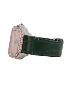 Men's High Quality Luxury Hip Hop Iced Round <b>Case</b> Mechanical Movement Glass Roman Dial Diamond Band Custom Lather <b>Watch</b> - Product Image 3