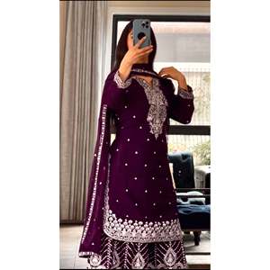 ชุดเสื้อและชุด Dupatta สำหรับใส่ทำงานปาร์ตี้งานปักสำหรับผู้หญิง - Product Image 3