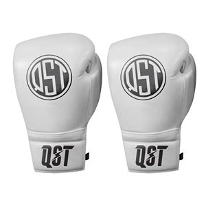 Gants de boxe professionnels blancs en cuir PU respirant, anti-humidité, à lacets, personnalisables, pour entraînement et compétition, QST - Product Image 4
