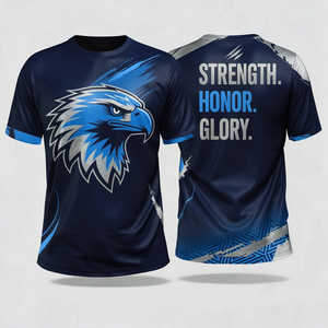 Camiseta Deportiva Unisex de Manga Corta con Estampado de Águila por Sublimación, Diseño de Fuerza, Honor y Gloria, en Poliéster - Product Image 1