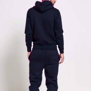 Ensemble de survêtement pour homme, sweat-shirt à capuche bleu marine, couleur unie, décontracté, respirant, pantalon de jogging, tenue de sport complète, vêtements d'hiver, 100% coton - Product Image 3