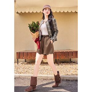 Chaqueta Elegante a Cuadros para Mujer, con Cuello en Contraste Desmontable, Manga Larga, Estilo Shacket, Otoño Invierno, Diseño Personalizado SELENE - Product Image 2