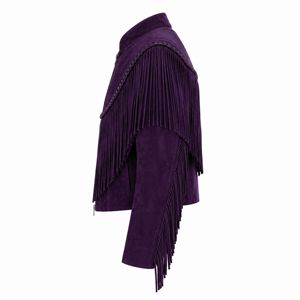 <b>Men's</b> Vintage Western <b>Suede</b> <b>Jacket</b> Fringe Tassel Cowboy Biker Coat Casual Fashion Outerwear Custom Wholesale Factory Direct - Product Image 3