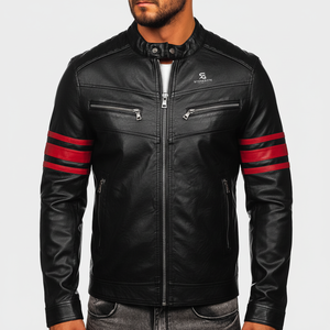 Men's Genuine Sheepskin Bomber Jacket Classic Leather Winter <b>Coat</b> <b>Slim</b> Fit Casual Motorcycle Fashion Zipper Front Pocket Style - Product Image 1