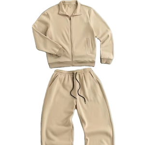 Men's Loose-Fitting Casual Sports Suits 2-Piece Set Sweatshirt Sweatpants 100% Cotton Fleece 380g Seamless Fusing Quick Dry - Product Image 1