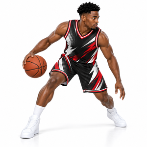 Ensemble short et maillot de basket personnalisé par sublimation pour hommes – Tenue athlétique sans manches à col en V avec taille élastique – Qualité supérieure - Product Image 1