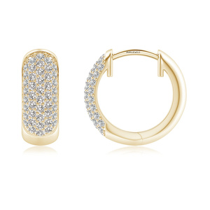 Luxury Pave Lab Grown Diamond Huggie <b>Hoop</b> <b>Earrings</b> 10K 14K 18K Gold 925 935 <b>Sterling</b> <b>Silver</b> Rhodium Plated for Party Wedding - Product Image 3