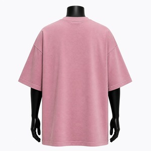 เสื้อยืดผู้ชายสีชมพูขนาดใหญ่พิเศษพร้อมลายพิมพ์ใบหน้าแบบนามธรรม I'm Art Street Style แขนสั้นคอกลมผ้าฝ้ายเจอร์ซีย์ - Product Image 3
