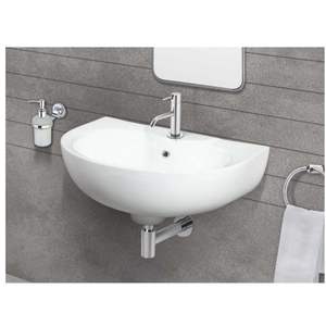 Exclusive rectangular ceramic wall hung washbasin 460x335x185mm half column pedestal floating bathroom sink bright gloss - Product Image 1