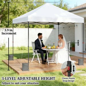 Abri de pluie pliable blanc avec protection solaire - Product Image 3