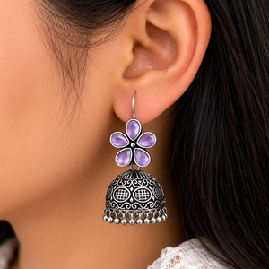 Pendientes Colgantes de Flores Vintage con Bisel de Cuarzo Rosa, Chapados en Plata Antigua, Joyería de Fiesta para Mujer - Product Image 2