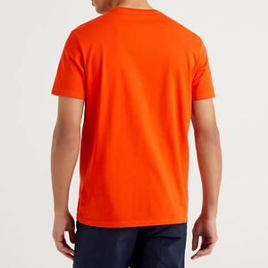 เสื้อยืดคอกลมแขนสั้นสีส้มสำหรับผู้ชาย ทรงปกติ ผ้าถักเนื้อเจอร์ซีย์ 100% ผ้าฝ้าย สีพื้น ย้อมสีเรียบ รุ่น 2027 - Product Image 2