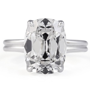 Elongated 5.03 CT <b>Cushion</b> Cut Engagement <b>Ring</b> 18K White Gold Double Claw Prong Lab Created Diamond Solitaire <b>Ring</b> Split Band - Product Image 4