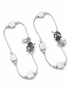Silver Tone Charm <b>Bracelet</b> Snake Chain Bangle Octagonal Pendant Toggle Clasp Rose Charm Jewelry for Women daily wear <b>anklet</b> - Product Image 3