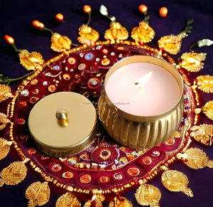 BULK Price Gold Designed Jar Candle With Lid - Product Image 3