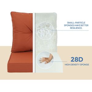 Cuscini mobili da esterno con sedile profondo per esterni, ricambio impermeabile 24X24X4 pollici, Set da 2 pollici cuciti a cerchio rosso" - Product Image 3