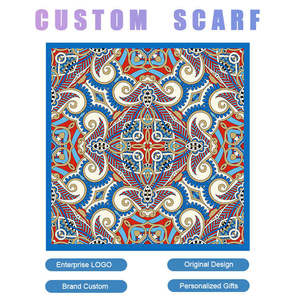 Custom in Bulk Printed Hair Wrap 90cm90cm Solid Colors <b>Black</b> Colored Satin <b>Shawl</b> Silk Scarf - Product Image 4