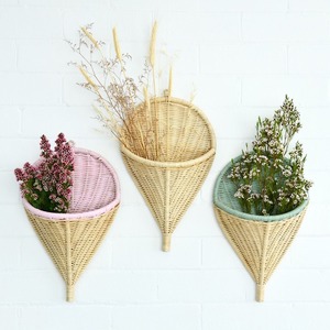 Rattan wall basket braided ice cream shaped baskets <b>decorative</b> piece for walls cheapest price - Product Image 6