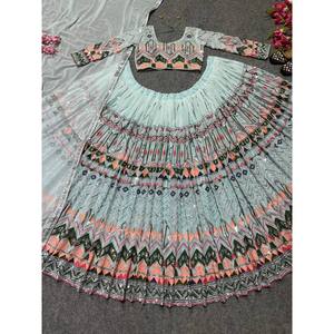 Lehenga Choli de soirée chic, robes de cocktail à faible entretien - Product Image 4