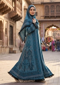 Conjunto de Abaya Safaa – Cobertura completa del cuerpo con pañuelo a juego – Abaya de Dubái en material de viscosa – Abaya Pashmina – Abaya islámica con estola - Product Image 2