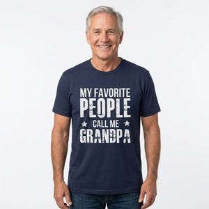 T-shirt décontracté à manches courtes pour homme, coupe régulière, col rond, imprimé, en jersey de coton, avec la phrase « My Favorite People Call Me Grandpa » - Product Image 3
