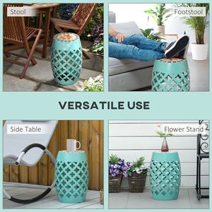 Tavolino Pieghevole Blu da 12 Pollici in Lega di Alluminio per Esterni, Poggiapiedi da Giardino, Tavolino Decorativo a Mosaico per Piante e Cene - Product Image 5