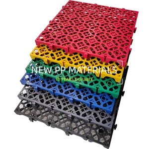 Dalles de sol modulaires emboîtables en PP 40x40x3cm pour garage, grille de sol en plastique pour garage automobile, solution de revêtement de sol en vinyle, design graphique - Product Image 1