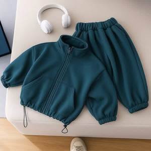 Sweat-shirt à capuche en coton bleu clair pour enfants, imprimé ours de dessin animé, pull à capuche pour garçons, automne - Product Image 2