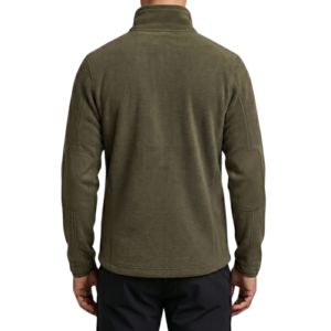 Olive Drab Green Full Zip Fleece <b>Jacket</b> For <b>Men</b> Fold Down Collar Single Left Chest Flap Pocket Utility Winter <b>Jackets</b> - Product Image 2