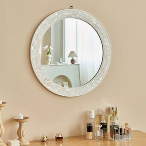White Wooden Handmade Bone Inlay Modern Cosmetic Bathroom <b>Mirror</b> High-end Entrance <b>Wall</b> <b>Hanging</b> Decorative <b>Mirror</b> REHMAN CRAFT - Product Image 2