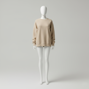 Sudadera de mujer personalizada de invierno, de tejido grueso de 500 g/m², de felpa francesa color avena, corte holgado, oversize, minimalista, de algodón liso. - Product Image 3