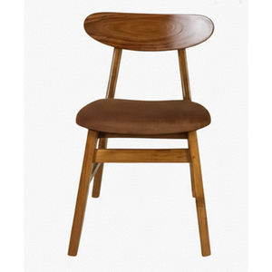 Chaise de salle à manger pliable tendance scandinave minimaliste haut de gamme en teck naturel avec siège rembourré, écologique, pour appartement et villa - Product Image 2