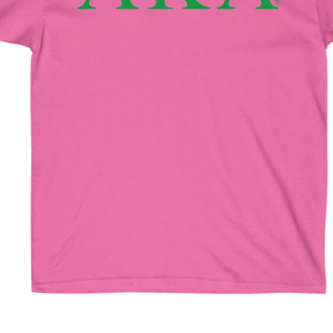 Camiseta con letras AKA en rosa y verde, estampado gráfico AKA, cuello redondo, manga corta, algodón, ropa informal para hermandades. - Product Image 4