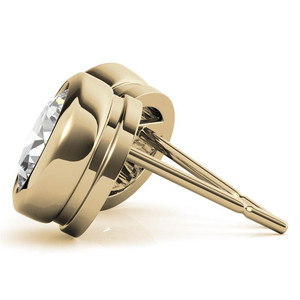 Beautiful 18k Gold Plated Stylish Round Bezel Lab Grown Diamond Stud <b>Earrings</b> For Women And Girls Wear In Wedding Party's - Product Image 2