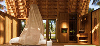 Desain Bungalow untuk Resort Glamping Retreat Rumah Prefab Bambu Mewah yang Nyaman & Menarik NB03 Eco Villa dengan Atap Jerami Kayu