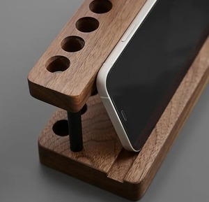 Portalápices para mesas de oficina, portalápices para escritorio, soporte de madera de acacia para lápices, estética minimalista, decoración de escritorio para oficina. - Product Image 4