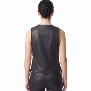 Women's 100% Polyester Vest V-Neck Button Down Lightweight Sleeveless Side Lace Winter Outerwear - Product Image 2