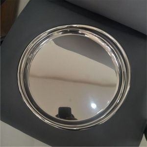 Assiette de présentation ronde de luxe en métal argenté, finition miroir, en acier inoxydable, pour mariage, événement, décoration de table d'hôtel - Product Image 1