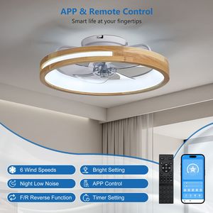 Ventilatore da soffitto LED a basso profilo da 20 pollici con luci, 6000K 3000K, 6 velocità, telecomando, illuminazione LED 3000-6000K - Product Image 2