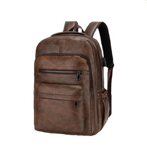 Mochilas personalizadas de diseño para portátiles, de cuero PU, para la escuela, negocios, deportes, viajes, mochila de cuero para hombre - Product Image 1