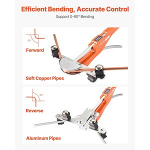 Kit Compatto per Piegatura Tubi in Alluminio da 7/8 Pollici, Piegatubi Manuale con Cricchetto Avanti/Indietro da 1/4 Pollici - Product Image 3