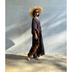 Black Tie Dye <b>Kaftan</b> Dress for Women Luxury Boho Beach Cover Up Loose <b>Maxi</b> Resort Wear - Product Image 4