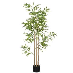 Arbre de bambou artificiel intérieur/extérieur de 6 pieds avec pot beau décor de salon de bureau à domicile - Product Image 1