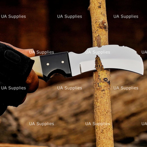 Couteau de chasse EDC à lame fixe en acier inoxydable forgé à la main, style bec d'oiseau, avec manche en os de chameau et résine, couteaux OEM ODM avec étui - Product Image 4