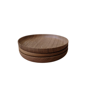 Assiette plate ronde en bois, faite à la main, polie, design minimaliste, couleur unie, vaisselle, plats de service, décoration de la maison - Product Image 1