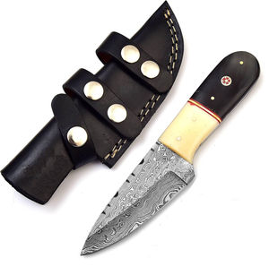 Cuchillo Skinner de Acero de Damasco Hecho a Mano de Alta Calidad, Compatible con OEM, Hoja Fija, Funda de Cuero, Cuchillo para Camping - Product Image 5